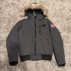 Canada Goose Charcoal Puffer Jacket with Fur Hood